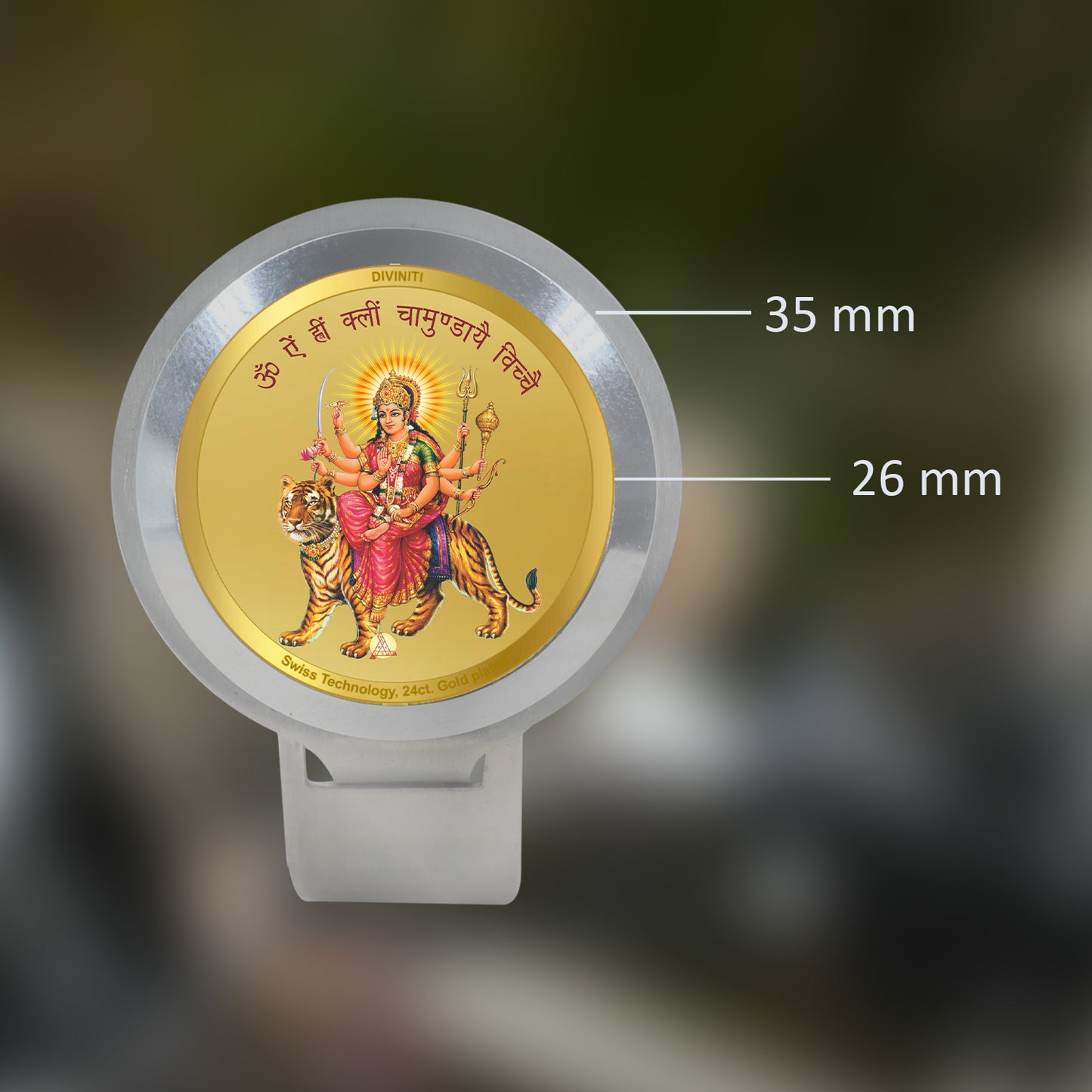 Diviniti Premium Bike Frame with Durga on 24K Gold Plated Foil (35 MM)