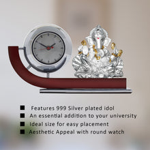 Load image into Gallery viewer, Diviniti 999 Silver Plated Ganesha Idol with Customized Round Watch For University