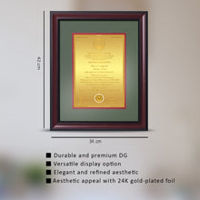 Load image into Gallery viewer, Customized Heritage Certificate with Matter Printed On 24K Gold Plated Foil For University Students (42 x 34 CM)
