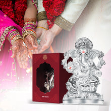 Load image into Gallery viewer, Diviniti 999 Silver Plated Ganesha Idol For Wedding Gift (16x11 cm)