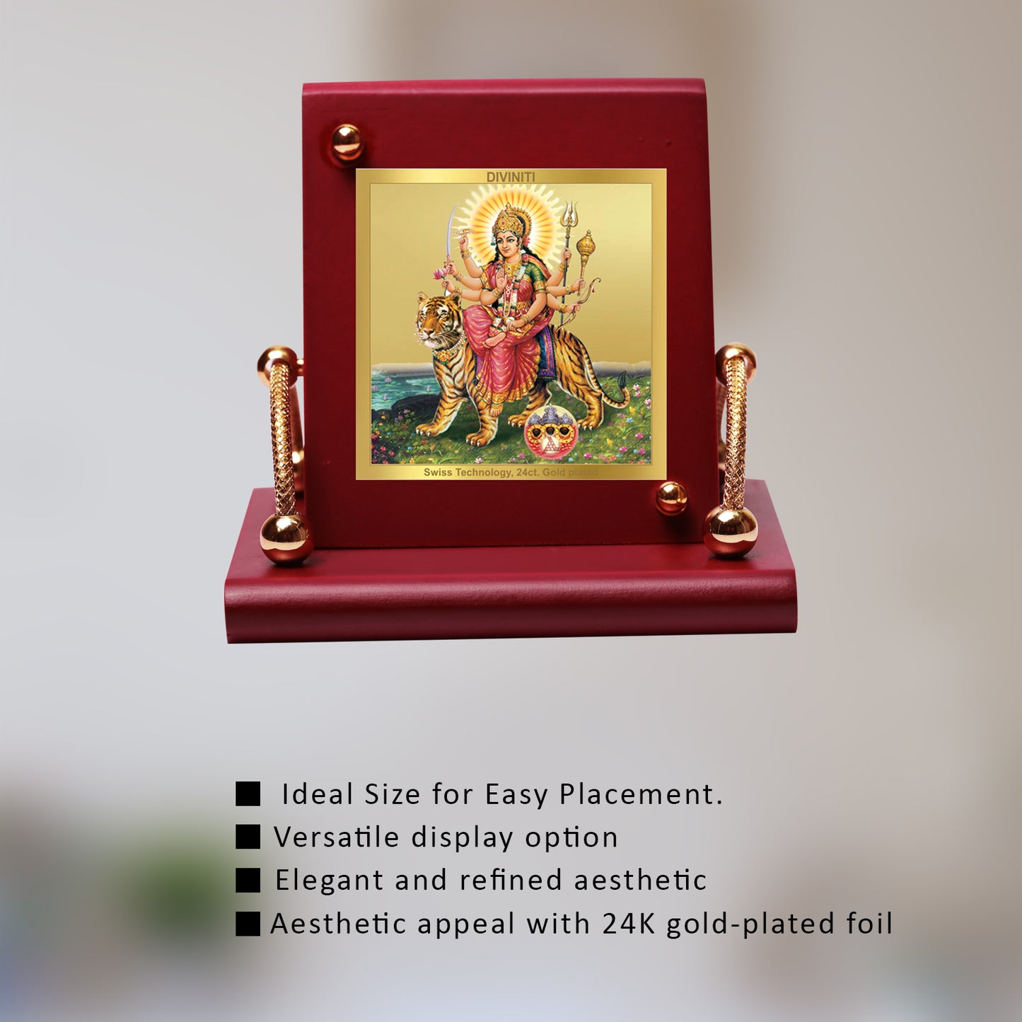 24K Gold Plated Foil Goddess Durga Customized Photo Frame For Corporate Gifting