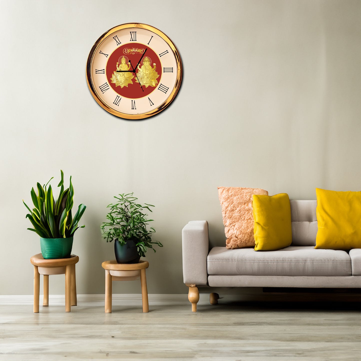 Diviniti 24K Gold Plated Round Analog Wall Clock For Wedding Gift (10 inch x 10 inch)