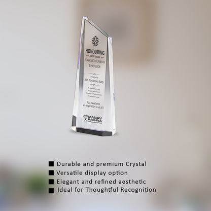 Customized Crystal Trophy with Matter Printed For Corporate Gifting