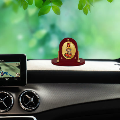 Diviniti 24K Gold Plated Foil Raghavendra Swami Frame for Car Dashboard, Home Decor, Table & Office (8 x 9 CM)