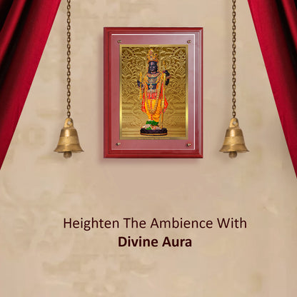 Diviniti 24K Gold Plated Foil Ram Lalla Photo Frame for Home Decor, Puja Room, Wall Hanging, Tabletop, Workshop, Gift MDFS3 (30.2x22.7)