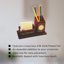 Load image into Gallery viewer, Diviniti Customized Pen Holder with 24K Gold Plated Designer Motif Frame For University