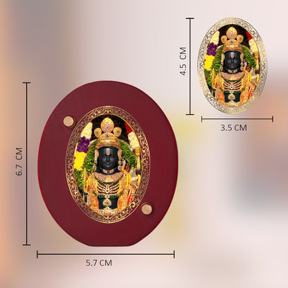 Diviniti 24K Gold Plated Foil Ram Lalla Frame For Car Dashboard, Home Decor, Table, Gift, Puja Room (6.7 x 5.7 CM)