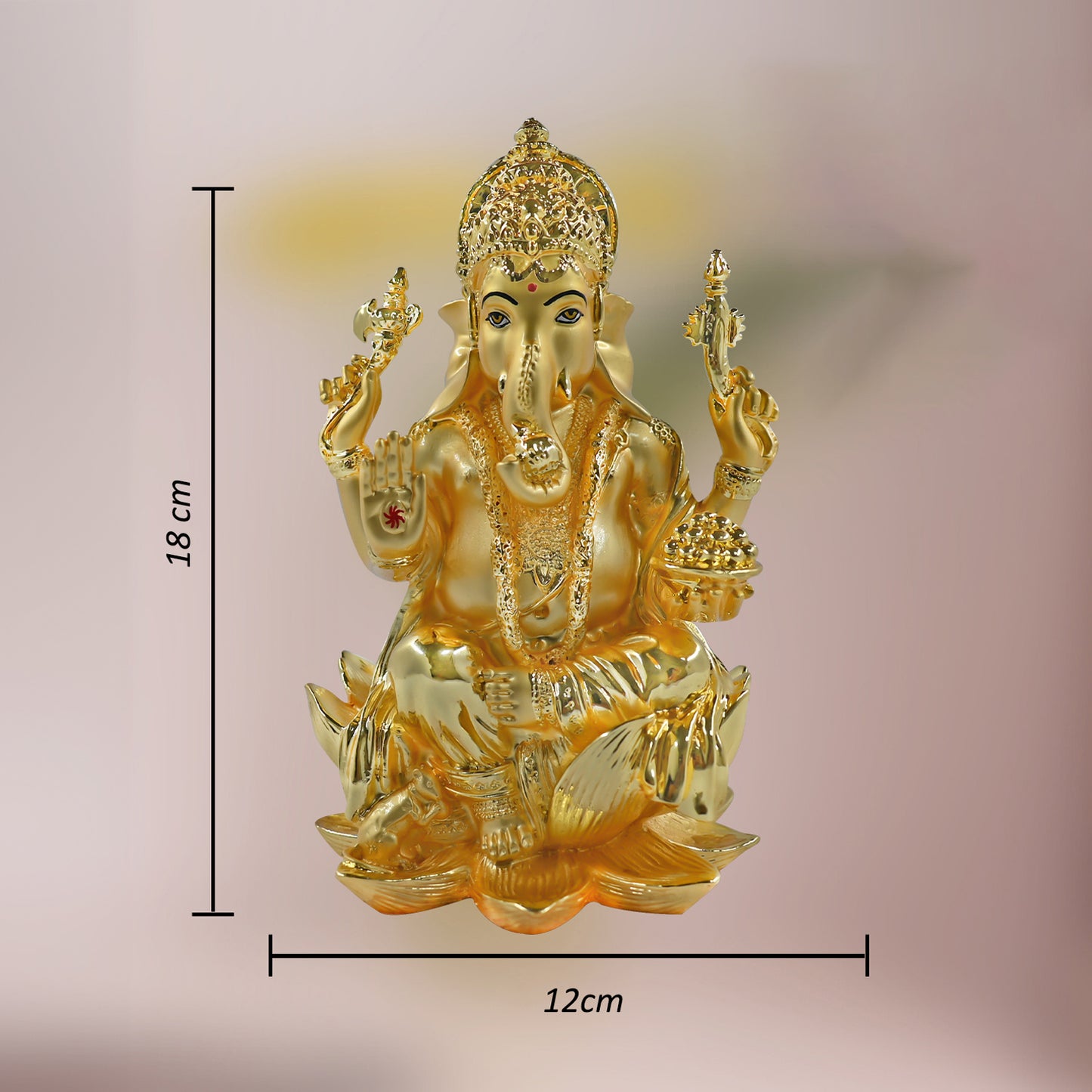 DIVINITI 24K Gold Plated Lord Ganesha Idol | Exquisite Divine Statue for Home Decor, Office, Pooja Room & Gift (18x12 CM)
