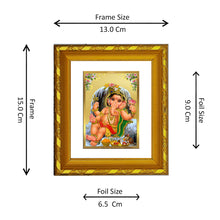 Load image into Gallery viewer, DIVINITI 24K Gold Plated Bal Ganesha Photo Frame For Home Wall Decor, Festival Gift (15.0 X 13.0 CM)
