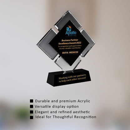 Customized Acrylic Trophy with Matter Printed For Corporate Gifting