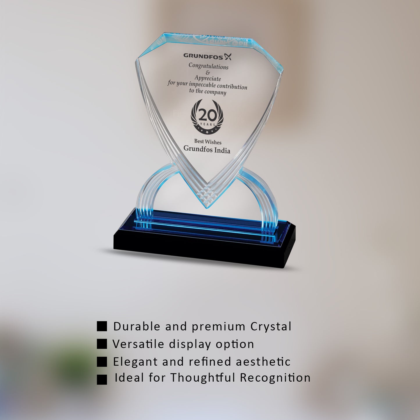 Customized Crystal Trophy with Matter Printed For Corporate Gifting