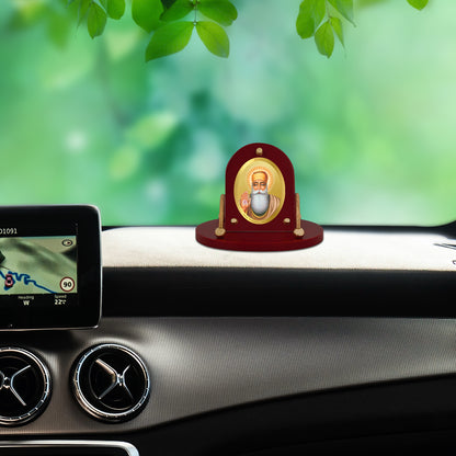 Diviniti 24K Gold Plated Foil Guru Nanak Dev Ji Frame for Car Dashboard, Home Decor, Table & Office (8 CM x 9 CM)