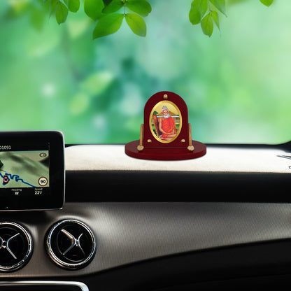 Diviniti 24K Gold Plated Foil Baba Lokenath Frame for Car Dashboard, Home Decor, Table & Office (8 CM x 9 CM)