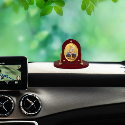 Diviniti 24K Gold Plated Foil Sai Baba Frame for Car Dashboard, Home Decor, Table & Office (8 CM x 9 CM)