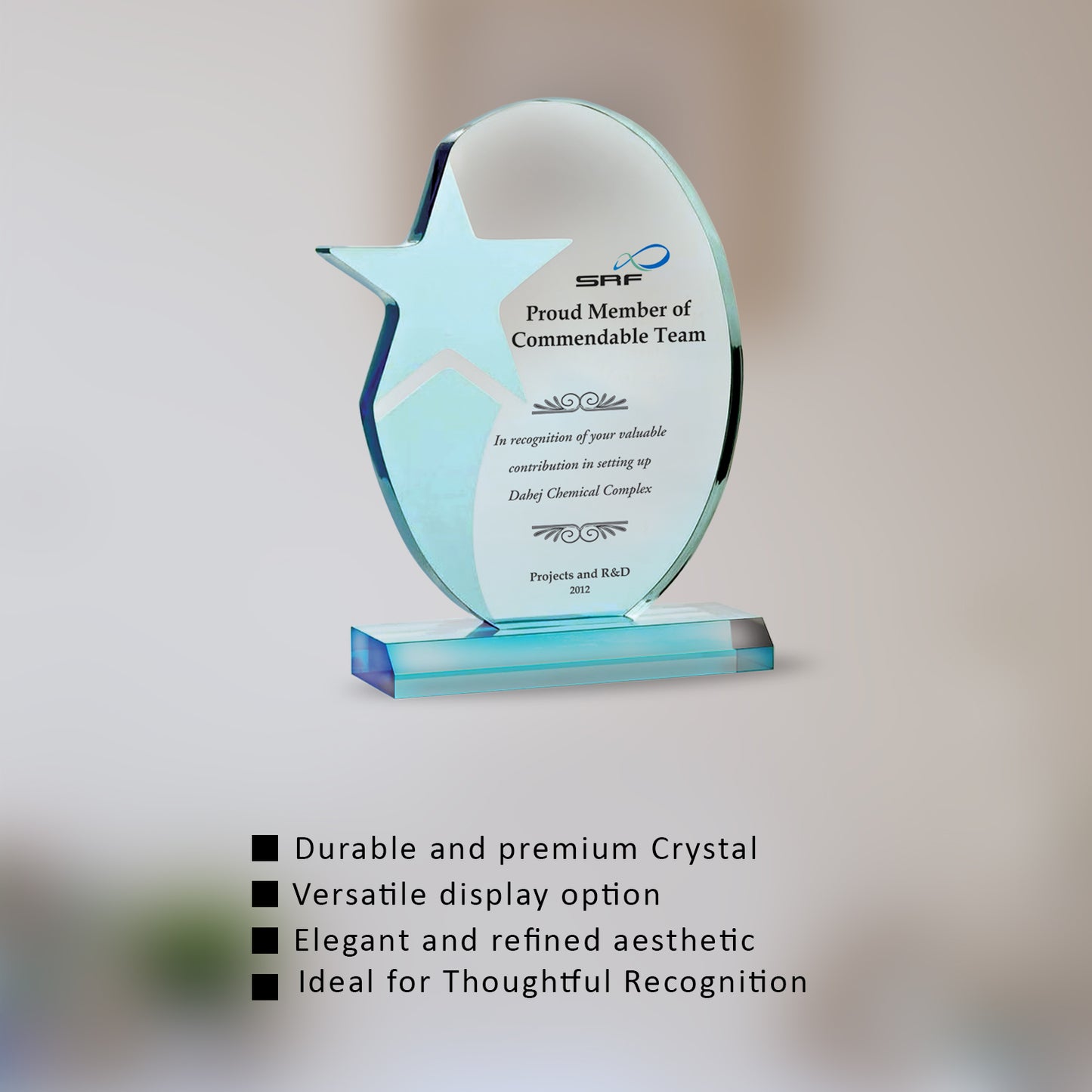 Customized Crystal Trophy with Matter Printed For Corporate Gifting