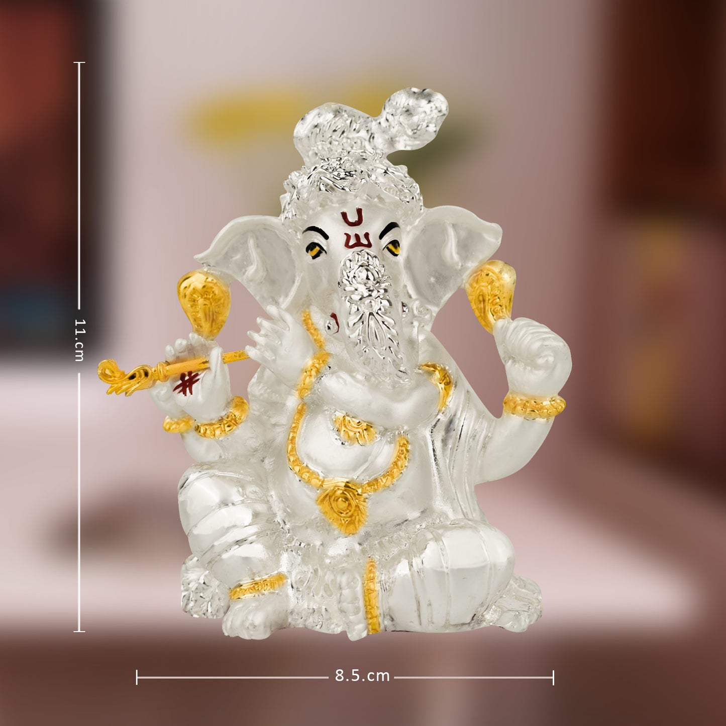 DIVINITI 999 Silver Plated Lord Ganesha Statue For Making Every Occasion Special, Representation of Love, Joy, and Prosperity Idol For Office Decor (11X8.5CM)