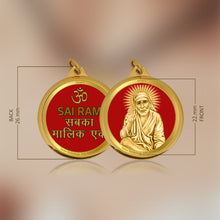 Load image into Gallery viewer, Diviniti 24K Gold Plated Sai Baba &amp; Om 22MM Double Sided Pendant For Men, Women &amp; Kids