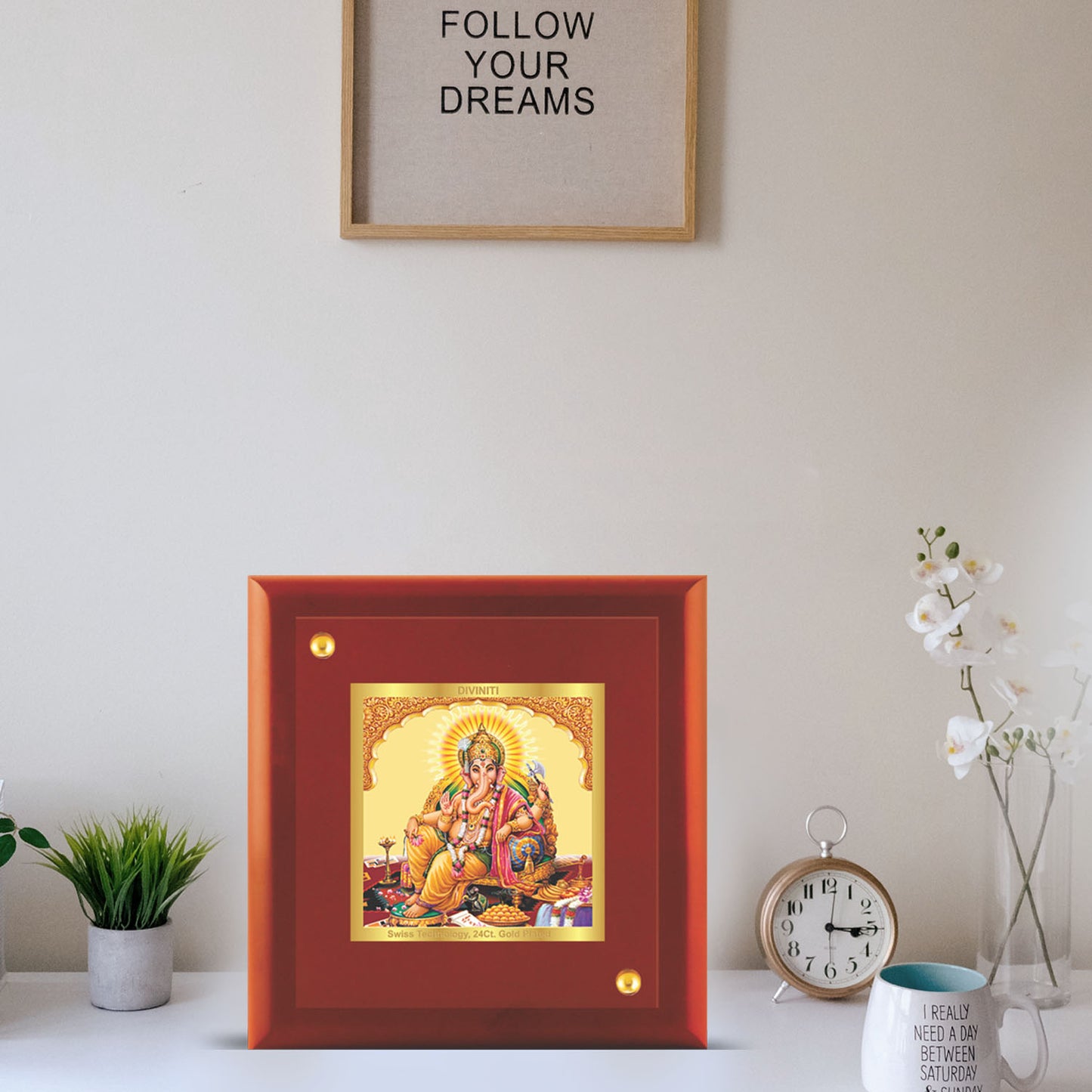 24K Gold Plated Foil Ganesha Customized Photo Frame For Corporate Gifting