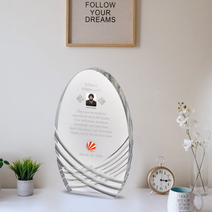 Customized Crystal Trophy with Matter Printed For Corporate Gifting