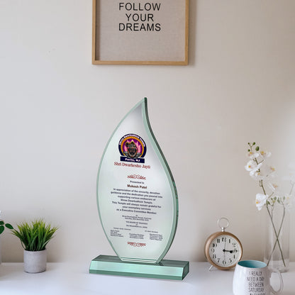 Customized Crystal Trophy with Matter Printed For Corporate Gifting