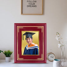 Load image into Gallery viewer, Customized Portrait Frame With Image Printed on 24K Gold Plated Foil For University Students