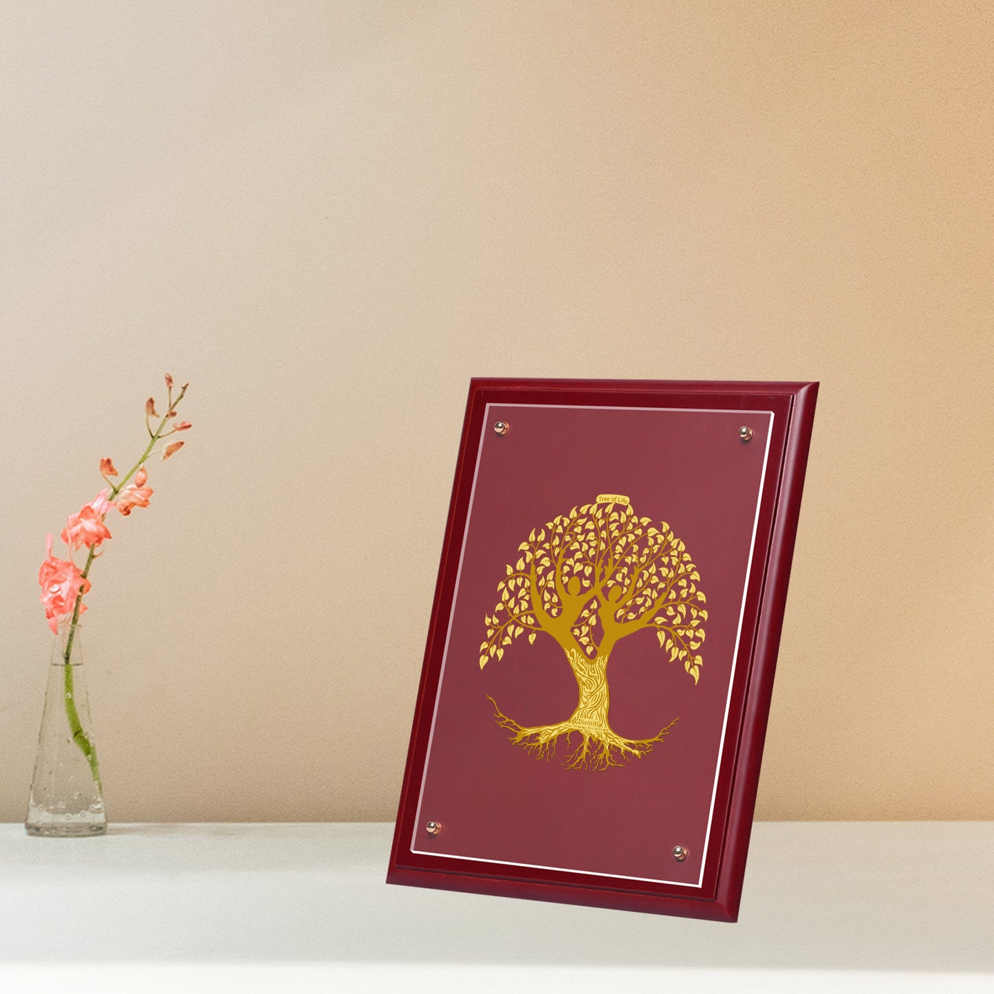 Diviniti 24K Gold Plated Foil Tree Of Life Wall Photo Frame for Home Decor, Tabletop, Workshop, Gift MDFS3 (30.2x22.7)