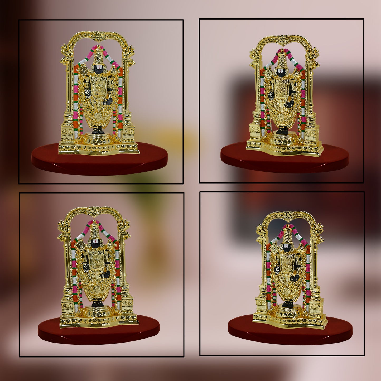 DIVINITI 24K Gold Plated Lord Tirupati Balaji Idol | Exquisite Divine Statue for Car Dashboard, Home Decor, Office Table Top, Pooja Room & Gift (8X5.5 CM)