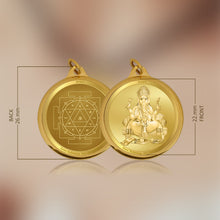 Load image into Gallery viewer, Diviniti 24K Gold Plated Ganesha &amp; Yantra 22MM Double Sided Pendant For Men, Women &amp; Kids
