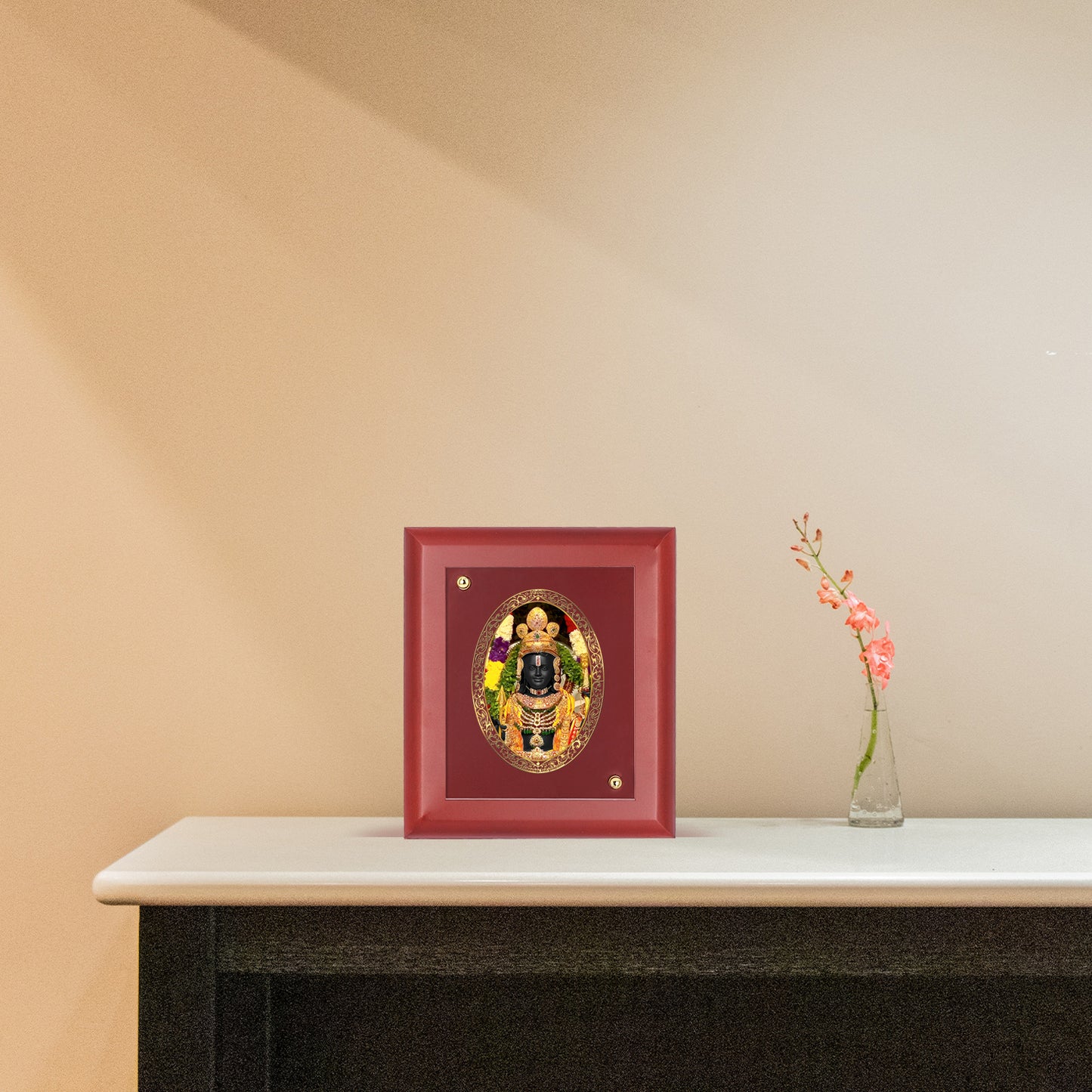 DIVINITI 24K Gold Plated Foil Lord Ram Lalla Traditional Photo Frame Idol for Home Decor, Wall Hanging, Table Top, Puja Room, Gift|MDF Size 1 (16.7x14.2 CM)