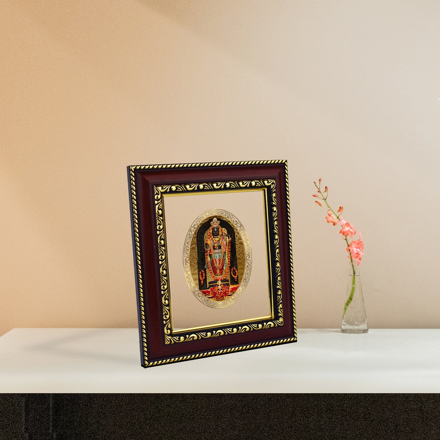 DIVINITI 24K Gold Plated Foil Ram Lalla Photo Frame for Home & Office Decor, Wall Hanging, Table Top, Puja Room & Gift DG 105 Size 1 (17.7x15.7 CM)