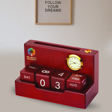 Load image into Gallery viewer, Customized Dice Date Calendar With Watch, Pen &amp; Pad Holder For Corporate Gifting