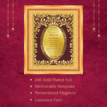 Load image into Gallery viewer, Diviniti Customized Designer Wedding Card on 24K Gold Plated Foil For Marriage Invitation