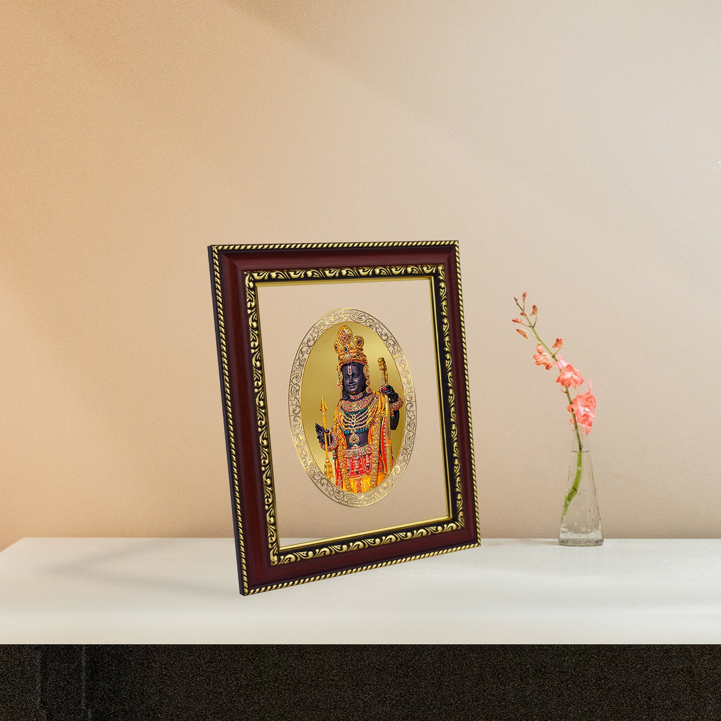 Diviniti 24K Gold Plated Ram Lalla Photo Frame For Home Decor, Table Top, Wall Hanging, Puja Room & Gift (20.8x16.7 CM)