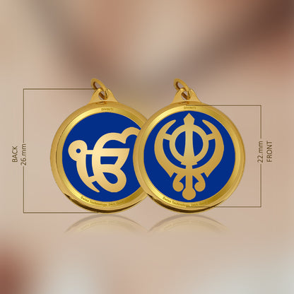 Diviniti 24K Gold Plated  Khanda Sahib & Ik Onkar 22MM Double Sided Pendant For Men, Women & Kids