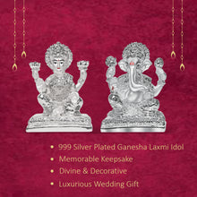 Load image into Gallery viewer, Diviniti 999 Silver Plated Lakshmi Ganesha Idol For Wedding Gift (10x7.5 cm)