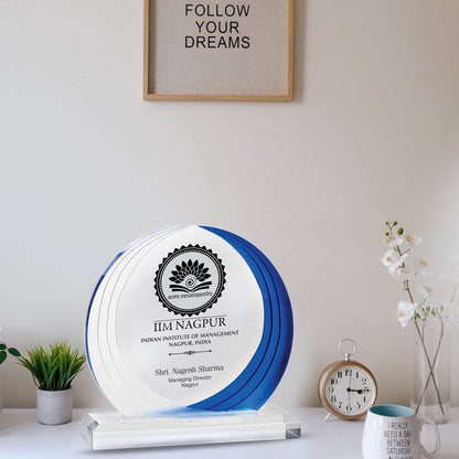 Customized Crystal Trophy with Matter Printed For Corporate Gifting