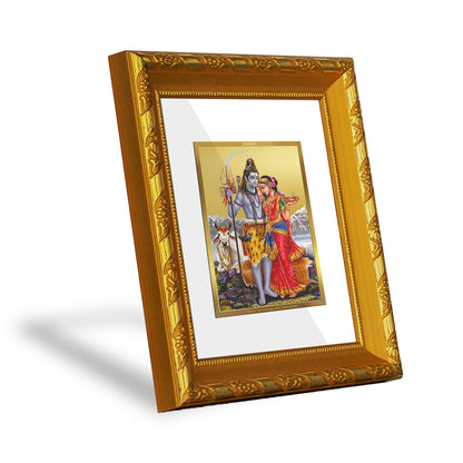 DIVINITI 24K Gold Plated Foil Shiva Parvati Photo Frame For Home Decor, TableTop, Gift, Puja (15x13 CM)