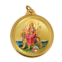 Load image into Gallery viewer, Diviniti 24K Double sided Gold Plated Pendant  Durga &amp; Mata Ka Darbar |18 MM Flip Coin (1 PCS)
