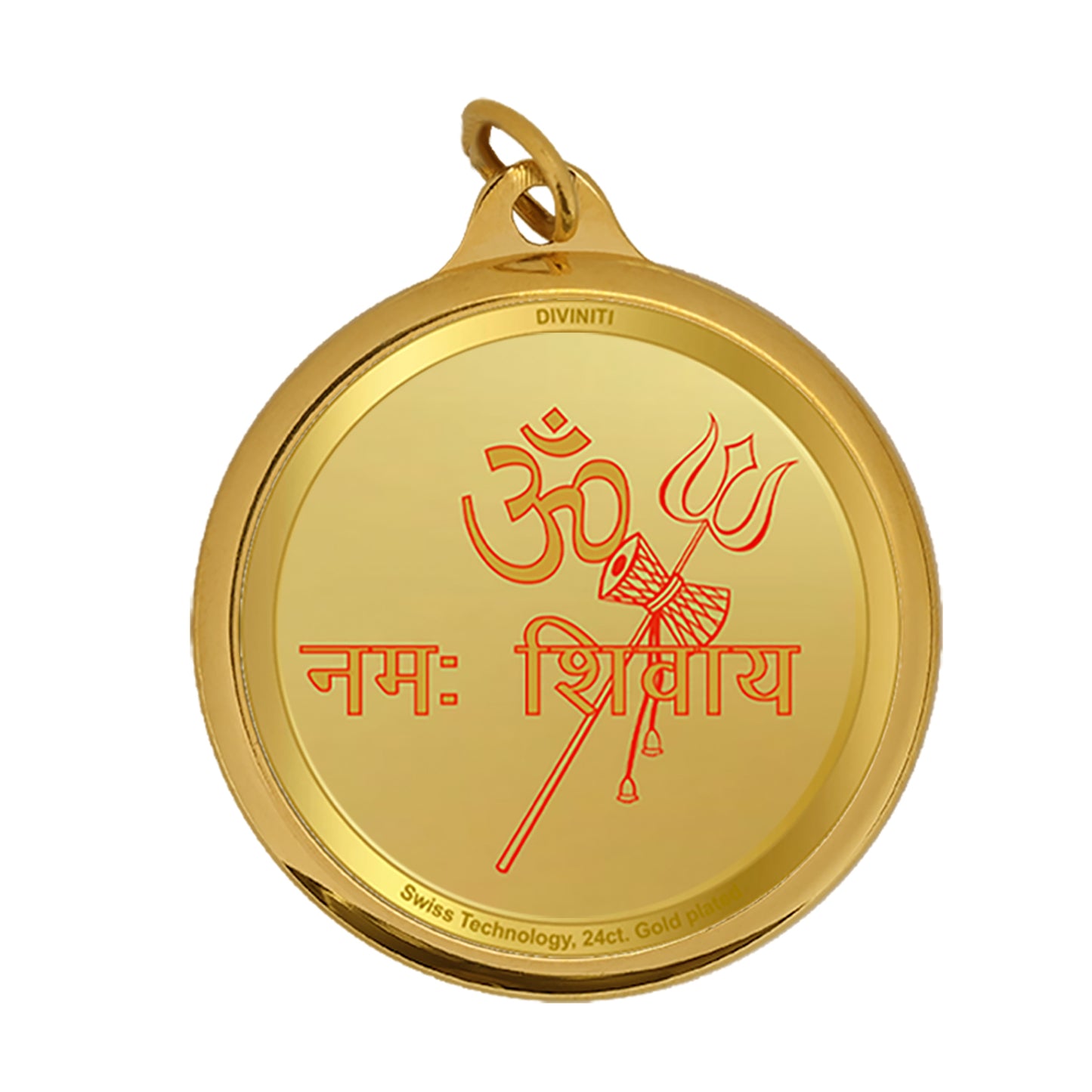 Diviniti 24K Gold Plated Lord Shiva & Om 18MM Double Sided Pendant For Men, Women & Kids
