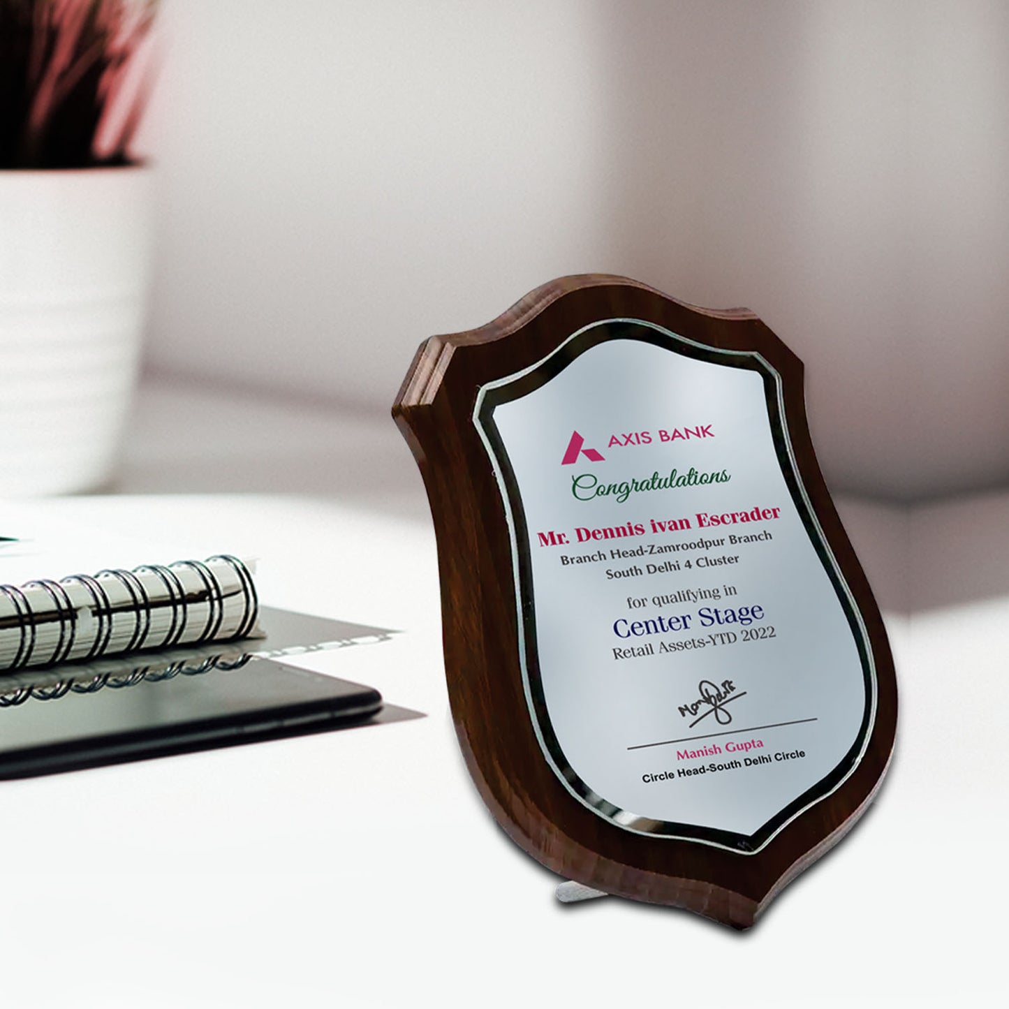 Customized MDF Memento With Matter Printed For Corporate Gifting