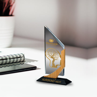 Customized Base Acrylic Trophy with Matter Printed For Corporate Gifting