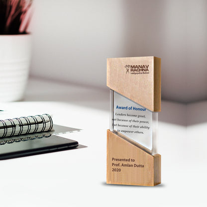 Customized Base Acrylic Trophy with Printed Matter For Corporate Gifting