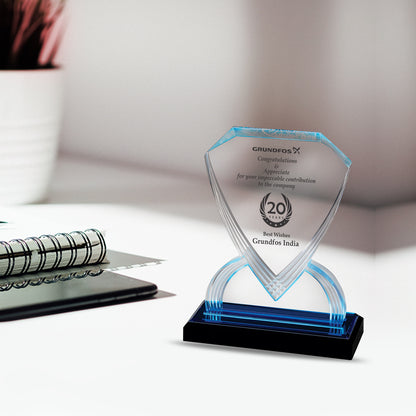 Customized Crystal Trophy with Matter Printed For Corporate Gifting