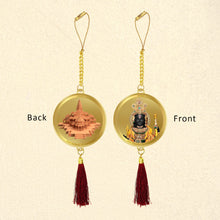 Load image into Gallery viewer, Diviniti 24K Gold Plated Double Sided Ram Lalla &amp; Ram Mandir Car Dangler