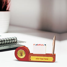 Load image into Gallery viewer, Customized MDF Pen Holder with 24K Gold Plated Radha Krishna Frame For Corporate Gifting
