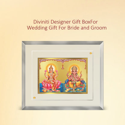 Diviniti 24K Gold Plated Lakshmi Ganesha Customized Photo Frame For Wedding Gift