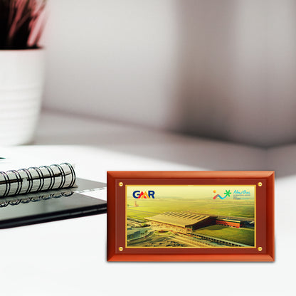 Customized MDF Memento With Image Printed on 24K Gold Plated Foil For Corporate Gifting