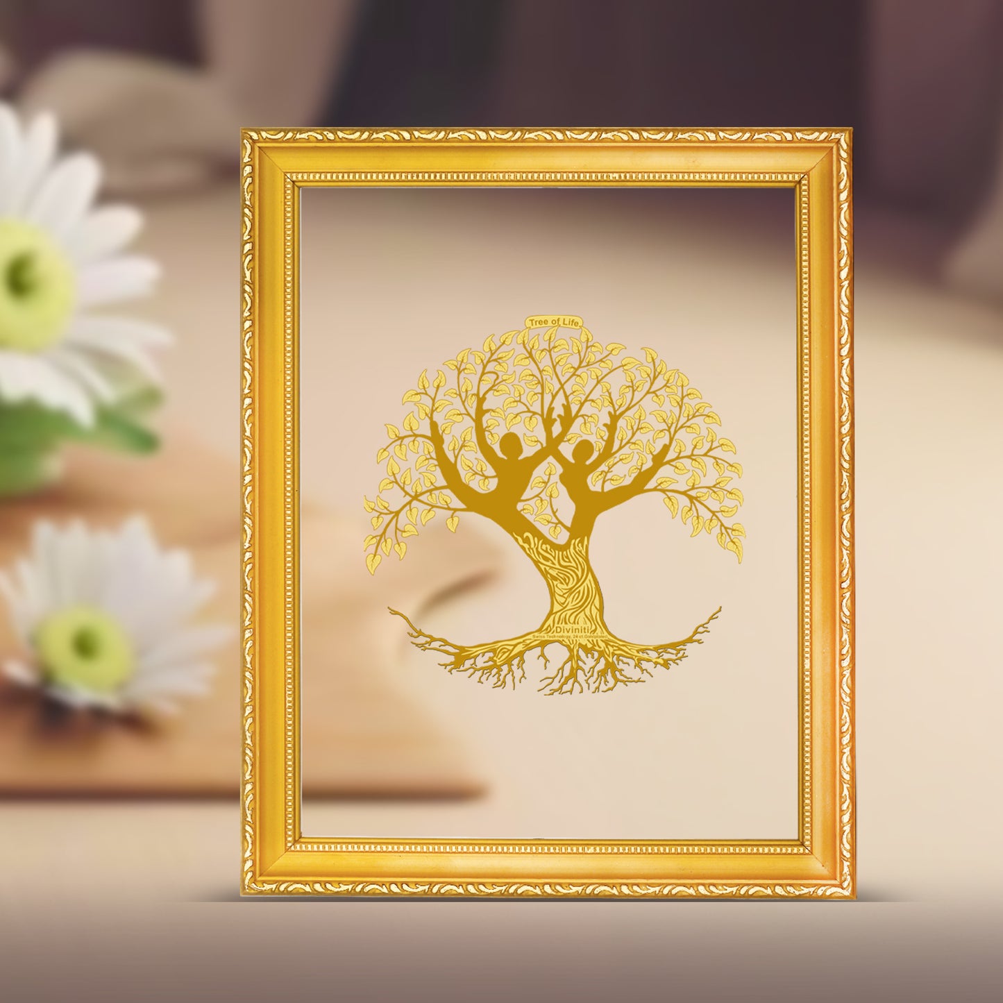 Tree of Life | Symbol of Growth, Harmony & Eternal Energy Wall & Tabletop Photo Frame in 24K Gold Plated Foil