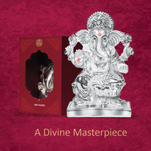 Load image into Gallery viewer, Diviniti 999 Silver Plated Ganesha Idol For Wedding Gift (16x11 cm)
