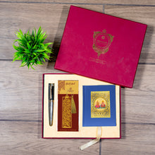 Load image into Gallery viewer, Diviniti Combo of 24K Gold Plated Note Book with Pen &amp; 24K Gold Plated Bookmark For Wedding Gift